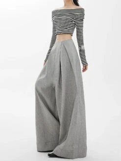 Wide-Leg High Waist Panel-Pleat Palazzo Trousers -Modern Wear Shop 0002b74a8b745e6ae551c3594123df62