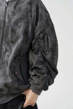 Abstract Print Bomber Jacket With Ruched Sleeve 19 Abstract Print Bomber Jacket With Ruched Sleeve -Modern Wear Shop 000ffb7fa359a68d4ec3d6ec4a846288
