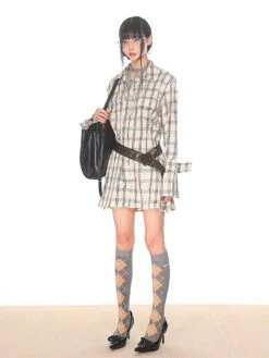 Flare Long Sleeve Pleated Mini Shirt-Dress -Modern Wear Shop 004abbdb3e42858ee1bcef0d5360673c