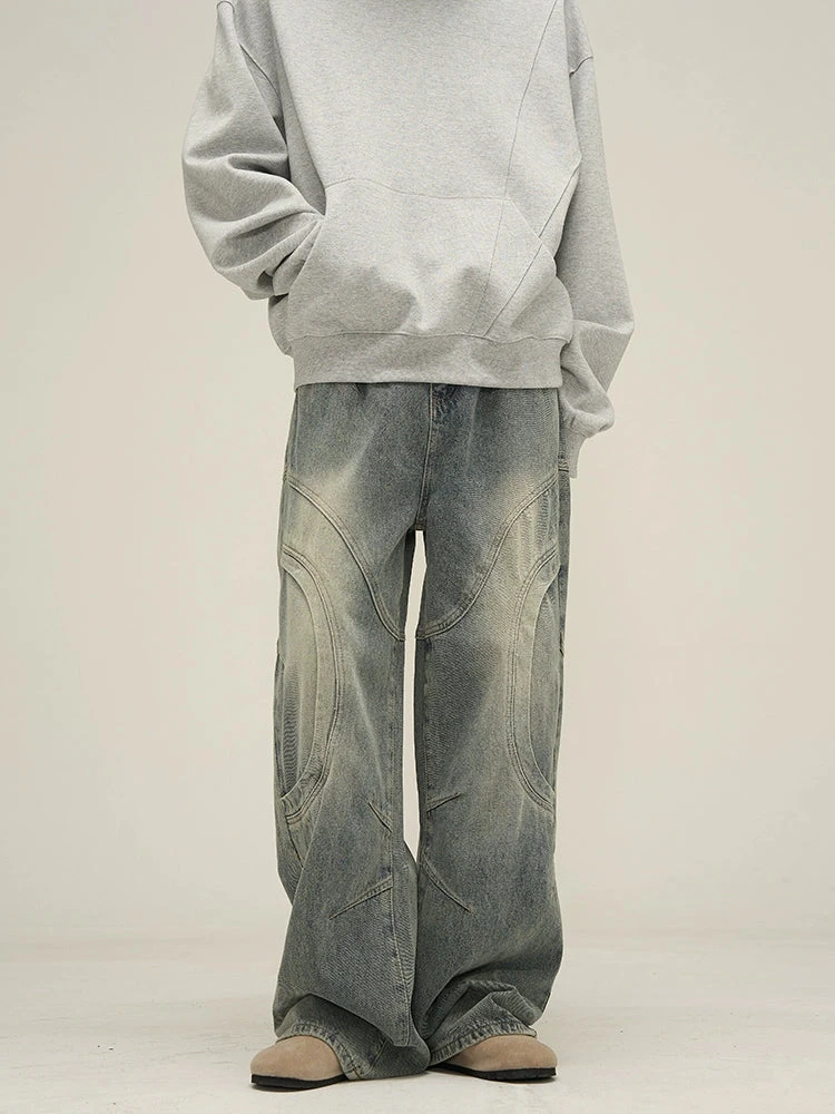 Vintage Sand Wash Wide-Leg Jeans With Stitch Detail 1 Vintage Sand Wash Wide-Leg Jeans With Stitch Detail