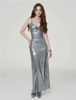Metallic Sheen Slip Dress With Thigh-High Split 18 Metallic Sheen Slip Dress With Thigh-High Split -Modern Wear Shop 00b684077e4e3fa644ebaa022368a359