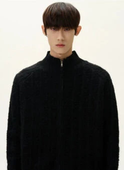 Fuzzy Ribbed Trim Mock Neck Zip Jacket 29 Fuzzy Ribbed Trim Mock Neck Zip Jacket -Modern Wear Shop 0111cecfdd6715f4b29d85fc4c51f4ae