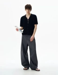 Textured Cable Knit Button-Up Shirt With Spread Collar -Modern Wear Shop 0126d4d712c27cc122fd8aeb0b763997