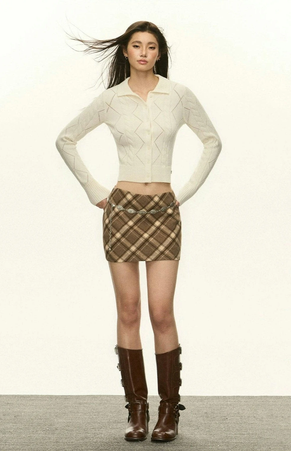 Ribbed Trim Cable Knit Skinny Cardigan 7 Ribbed Trim Cable Knit Skinny Cardigan - Image 7