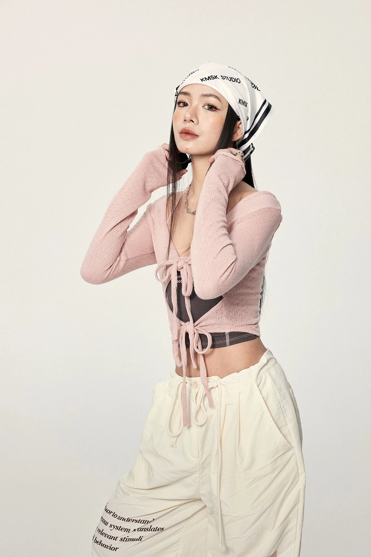 Long Sleeve Crop Top With Lace-Up Detail 13 Long Sleeve Crop Top With Lace-Up Detail - Image 13