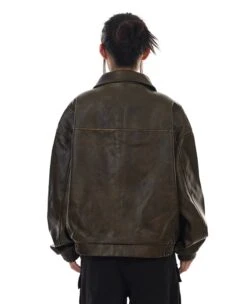 Oversized Drop Shoulder Faux Leather Zip Jacket -Modern Wear Shop 017c699abc354cddbedeeac78e2e8c7a