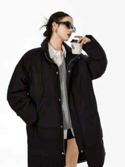 Oversized Stand Collar Puffer Coat With Scarf -Modern Wear Shop 01aefa13abc8a969eca9ffce56ef5ef0