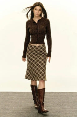 Skinny Cable Knit Button-Up Cardigan -Modern Wear Shop 01b7b88a2a64d3ac6768979c12b45fd4