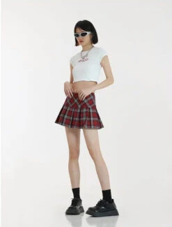 Plaid Tiered Pleated Mini Skirt -Modern Wear Shop 01cdea7271476a775389531d44d17eb5