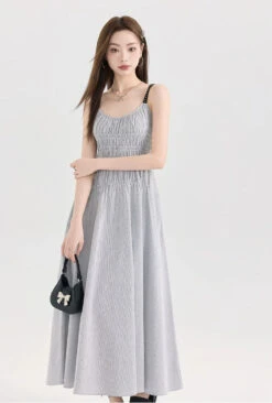 Striped Midi Sundress With Smocked Bodice And Adjustable Straps -Modern Wear Shop 020fc87f51201f6da4837d0d48d17808
