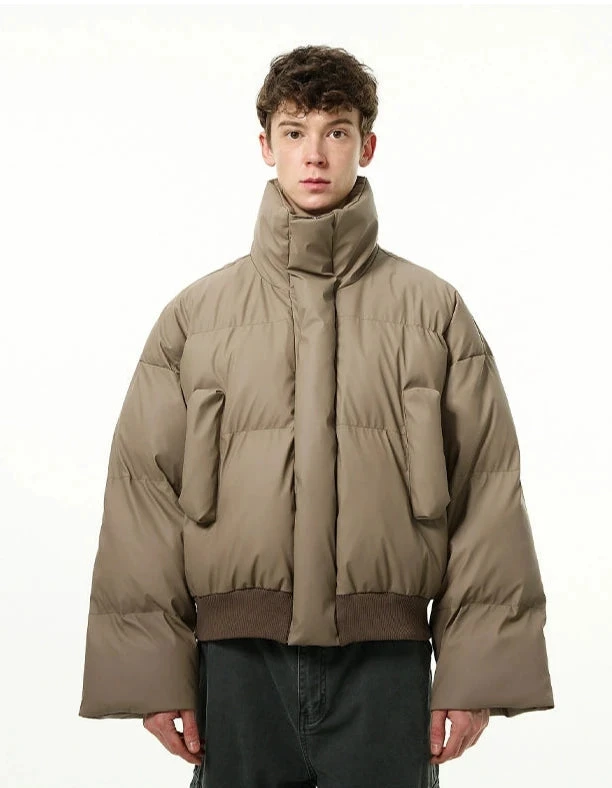 Puffer Jacket With Ribbed Hem And Stand Collar 5 Puffer Jacket With Ribbed Hem And Stand Collar - Image 5