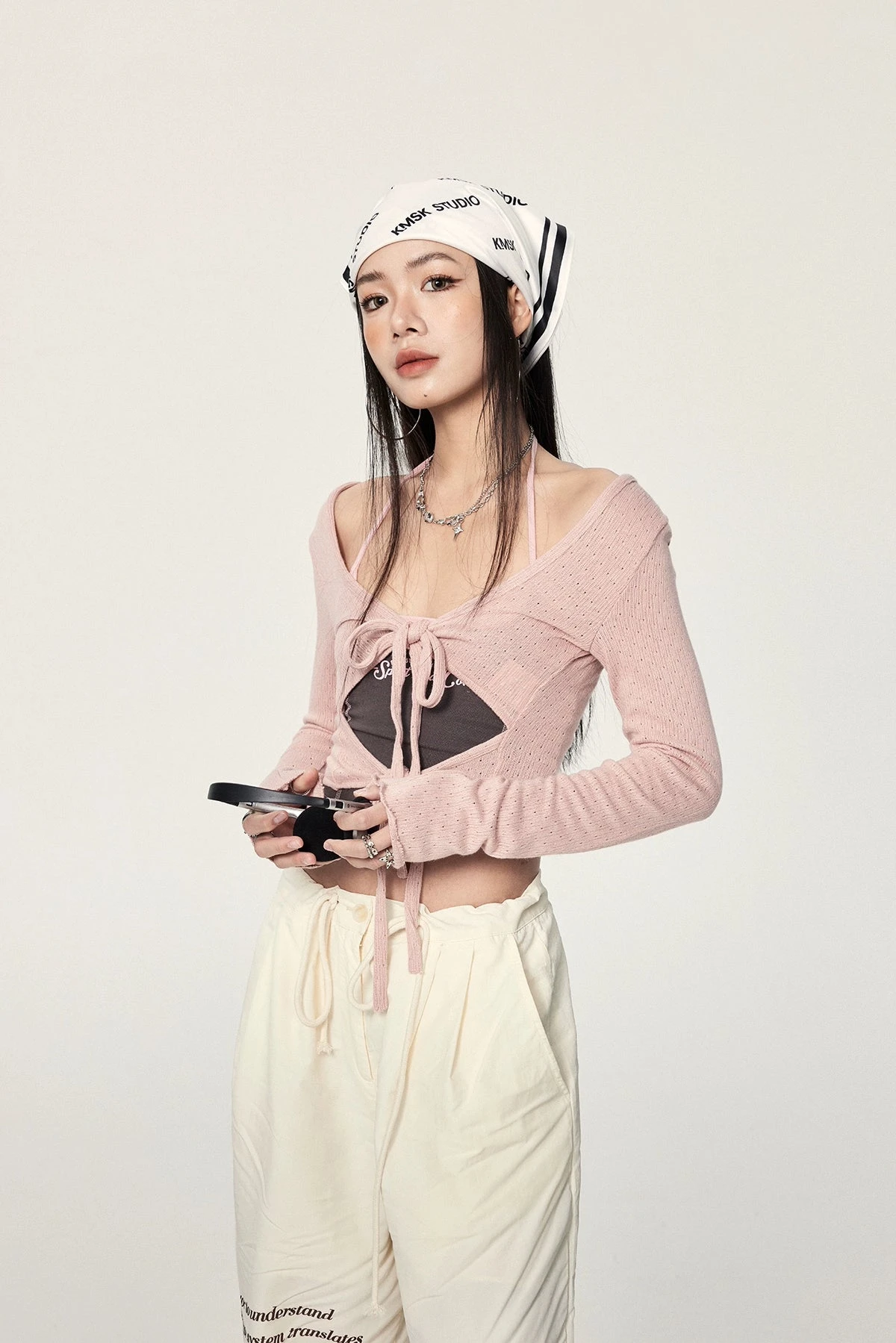 Long Sleeve Crop Top With Lace-Up Detail 16 Long Sleeve Crop Top With Lace-Up Detail - Image 16