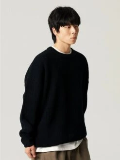 Oversized Crewneck Waffle-Weave Knit Sweater -Modern Wear Shop 033845d8f0405d273f541dec50deb914