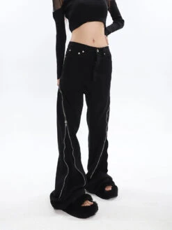 Zippered Split Semi-Flare Pants -Modern Wear Shop 033e3e985cc8a9803bd868f8df4e95fa