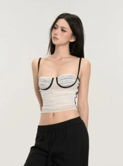 Ruched Bustier Crop Top With Slim Straps -Modern Wear Shop 036112bfc57a6619dcb9a684bd95b598