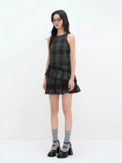 Sleeveless Plaid Asymmetric Tiered Ruffle Mini Dress 12 Sleeveless Plaid Asymmetric Tiered Ruffle Mini Dress -Modern Wear Shop 045043180d64c884d1957cdf31f009fe