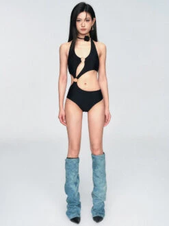 Cutout Halter One-Piece Swimsuit With Ring Detail -Modern Wear Shop 0451965694e5a82e39ab3609bd2aab72