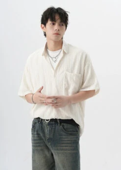 Textured Cable Knit Button-Up Shirt -Modern Wear Shop 04956af8c62cef0bc74fc378f51b7c78