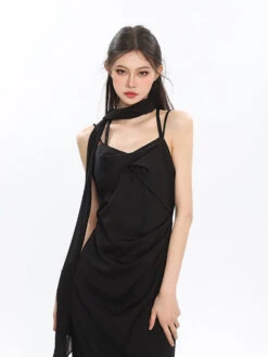 Slim Draped Neckline Sleeveless Maxi Dress -Modern Wear Shop 04aee8b8eb1644152dfb099e65dd7af3