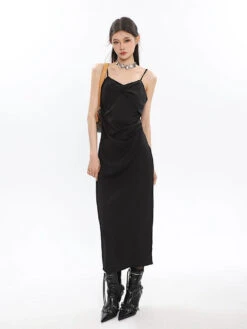 Slim Draped Neckline Sleeveless Maxi Dress -Modern Wear Shop 04c43f84f507840db6764e1dab45d9a5
