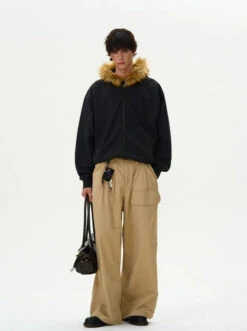 Faux Fur Hooded Zip Jacket With Pockets -Modern Wear Shop 0529b6c4888bada68e3ac6d26293a7d9