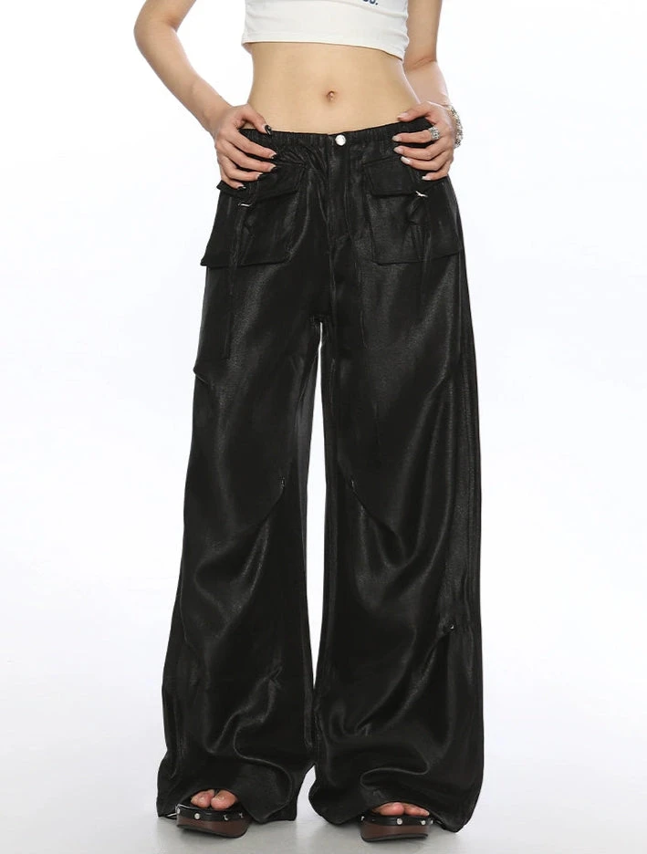 Wide Leg Shimmer Pants With Utility Pockets 8 Wide Leg Shimmer Pants With Utility Pockets - Image 8