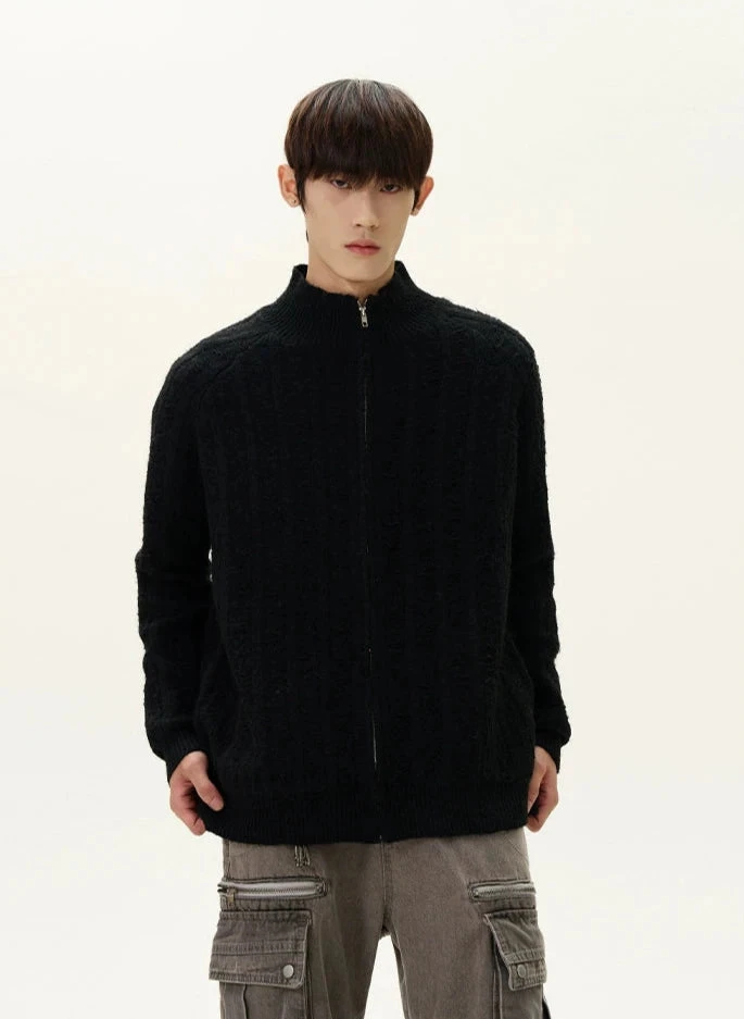 Fuzzy Ribbed Trim Mock Neck Zip Jacket 11 Fuzzy Ribbed Trim Mock Neck Zip Jacket - Image 11