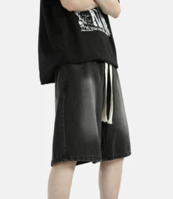 Zipper Detail Knee-Length Faded Denim Shorts -Modern Wear Shop 05555ecd003e0de4ae8e9e25608b3d02