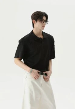 Textured Cable Knit Short Sleeve Polo Shirt -Modern Wear Shop 056ae2bb0f44c42829e36e986f1bebe6