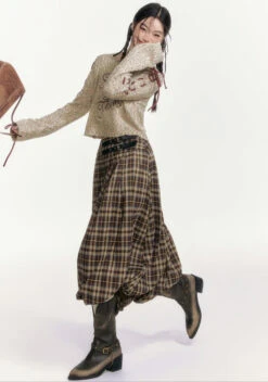 Pleated Plaid Balloon Midi Skirt With Belt Details -Modern Wear Shop 057c10a26fe531a9f83ebd5bda37731e