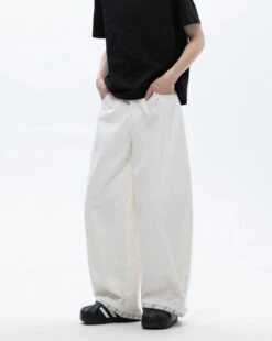 Wide Leg Pants With Contrast Stripe Waistband And Back Pocket Detail -Modern Wear Shop 0601a2579e4bdadafed16e5bc4d9e6ea