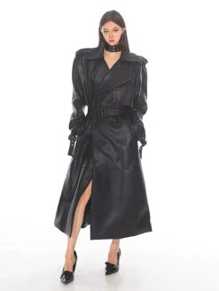 Oversized Belted Faux Leather Coat With Wide Lapels 20 Oversized Belted Faux Leather Coat With Wide Lapels -Modern Wear Shop 0630ba6307a1fd604e755604dd46e9c8