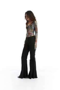 Abstract Print Long Sleeve V-Neck Bodysuit Top -Modern Wear Shop 0635360b71e9822dde0fd7cade78ae17