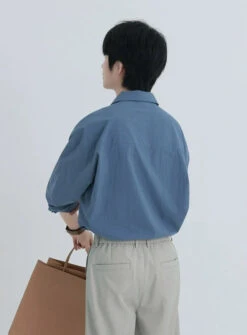 Oversized Button-Down Lightweight Shirt With Slide-In Chest Pocket -Modern Wear Shop 06ad3ab891db8c77692dffe020ae565b