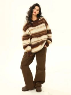 Striped Oversized Drop Shoulder Fuzzy Sweater -Modern Wear Shop 06ddea7dba41f4d18e035e5d1a6dc773