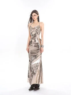 Metallic Sheen Draped Halter Maxi Dress 21 Metallic Sheen Draped Halter Maxi Dress -Modern Wear Shop 06e44214a4067ef0db31b22b23c8ee88