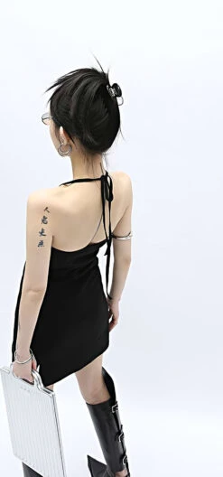 High Neck Halter Classic Mini Dress -Modern Wear Shop 07084acad699c37aa767699d9d03fb40
