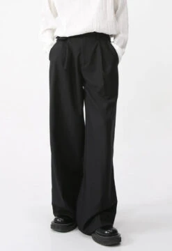 Pleated Wide Leg Low-Waisted Trousers