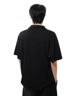 Textured Knit V-Neck Polo Collar Short Sleeve Top -Modern Wear Shop 07868ec2b663f75ac99845aa14878c0d