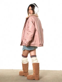 Fleece Lined Glossy Faux Leather Oversized Jacket -Modern Wear Shop 07959dbe10c64e03de0dfd4c71cf9113