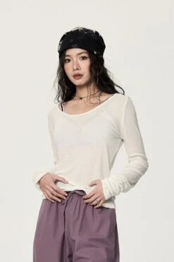 Long Sleeve Scoop Neck Soft Jersey Top -Modern Wear Shop 07ced3b1672dbe08c3927ad1d9da05f4