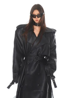 Oversized Belted Faux Leather Coat With Wide Lapels 23 Oversized Belted Faux Leather Coat With Wide Lapels -Modern Wear Shop 07e25466e5875db3d0a8414f3f606450