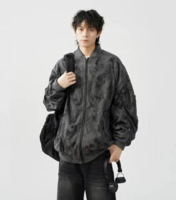 Abstract Print Bomber Jacket With Ruched Sleeve 17 Abstract Print Bomber Jacket With Ruched Sleeve -Modern Wear Shop 07e48a8ea6f909c7c3f5f447dfc1f994