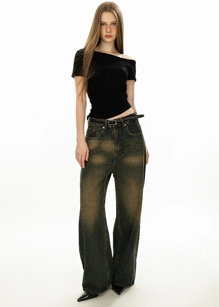 Asymmetric Neckline Slim Short Sleeve Crop Top 17 Asymmetric Neckline Slim Short Sleeve Crop Top - Image 17