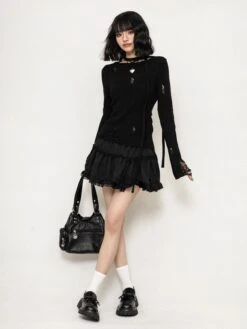 Layered Ruffle Mini Skirt With Lace Trim -Modern Wear Shop 08247e7755a37ea2a78ff8e5978d4a33