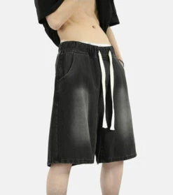 Zipper Detail Knee-Length Faded Denim Shorts -Modern Wear Shop 0830ef2cc5f485826c38107a13508f13