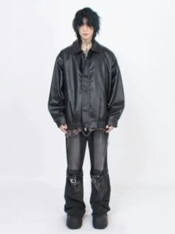 Oversized Zip Leather Jacket With Pockets 14 Oversized Zip Leather Jacket With Pockets -Modern Wear Shop 083daefb4c0a6814b70cfccb0adf93e4