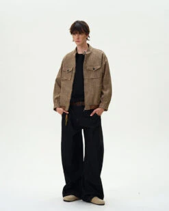 Houndstooth Pattern Zip Jacket With Chest Pockets -Modern Wear Shop 086d030944144aed2a837f8f84176170