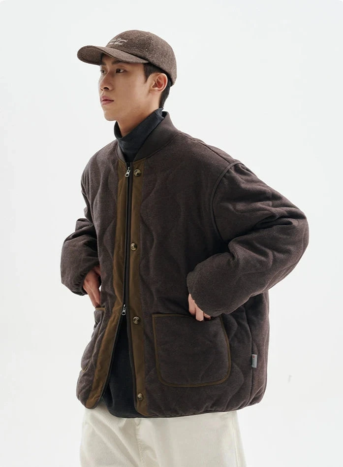 Quilted Drop Shoulder Button Jacket With Front Pockets 9 Quilted Drop Shoulder Button Jacket With Front Pockets - Image 9