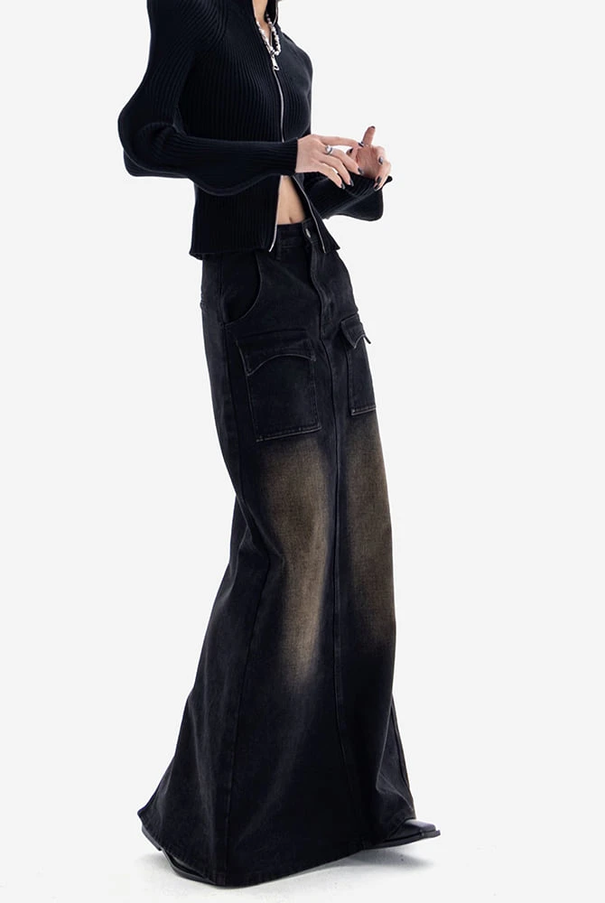 Sandblast Maxi Denim Skirt 4 Sandblast Maxi Denim Skirt - Image 4